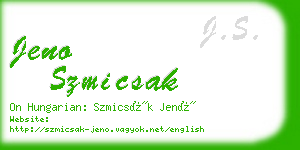 jeno szmicsak business card